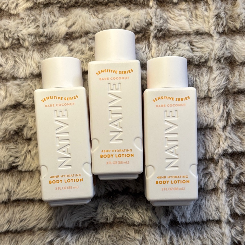 Native Bare Coconut Sensitive Series Body Lotion 3oz- Lot of 3